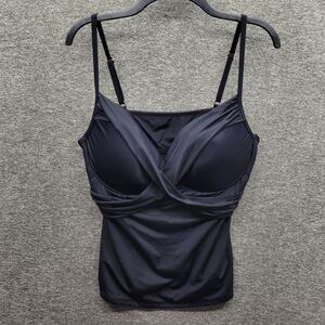 La Blanca Tankini Women's 16 Black Surplice Swimwear Top NWOT